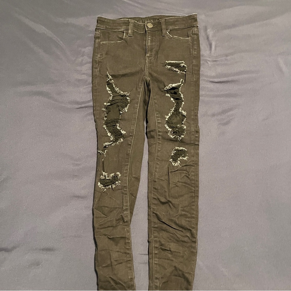 Distressed Black Skinny Jeans/Leggings